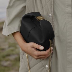 Polene Beri Leather Purse with Gold Chain